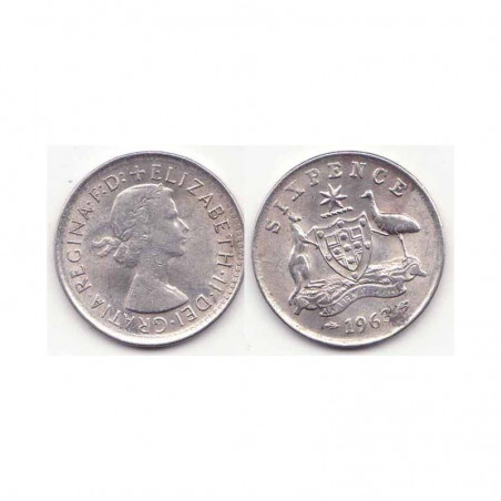6 pence Australie Argent 1963 ( 001 )