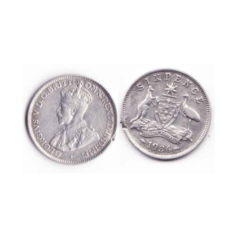 6 pence Australie Argent 1936 ( 001 )
