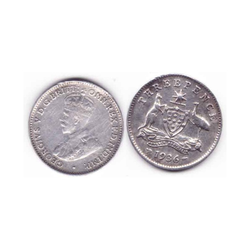 3 pence Australie Argent 1936 ( 001 )