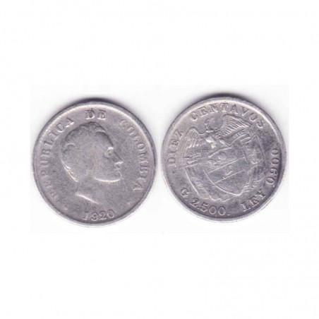10 cents Colombie Argent 1920 ( 001 )