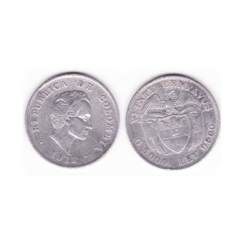 10 cents Colombie Argent 1911 ( 001 )