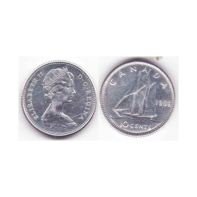 10 cents Canada Argent 1966 ( 001 )