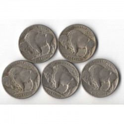 lot de 5 pieces de 5 cents Nickel - USA Buffalo Indian Head 1936 ( 006 )