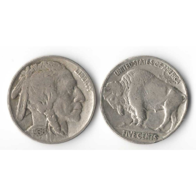 5 cents Nickel - USA Buffalo Indian Head 1936