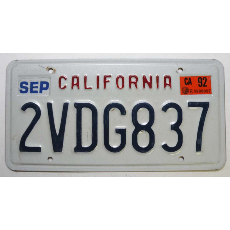 Plaque d Immatriculation USA - California 1992 ( 161 )