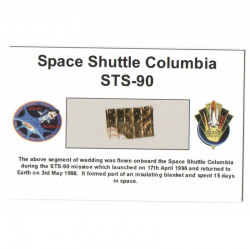 Carte / presentoir avec un fragment Original Nasa STS- 90 ( 009 )