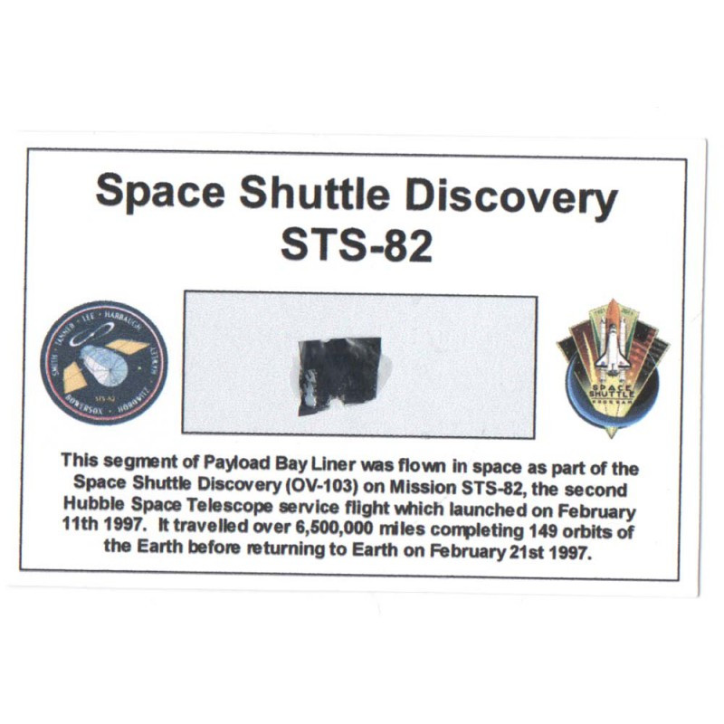 Carte / presentoir avec un fragment Original Nasa STS- 82 ( 043 )