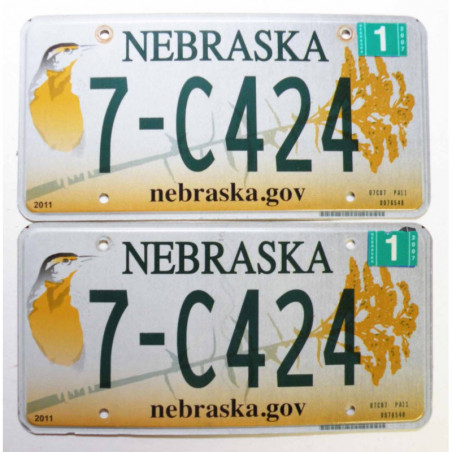 paire de Plaque d Immatriculation USA - Nebraska avec vignette  2007 ( 085 )