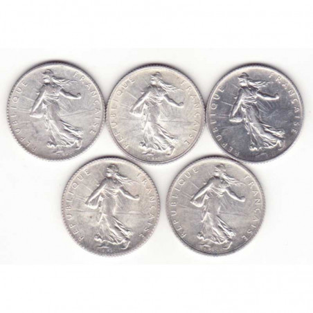 lot de 5 pieces de 1 franc argent semeuse 1916 ( 5 )