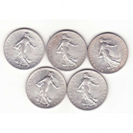 lot de 5 pieces de 1 franc argent semeuse 1917 ( 4 )