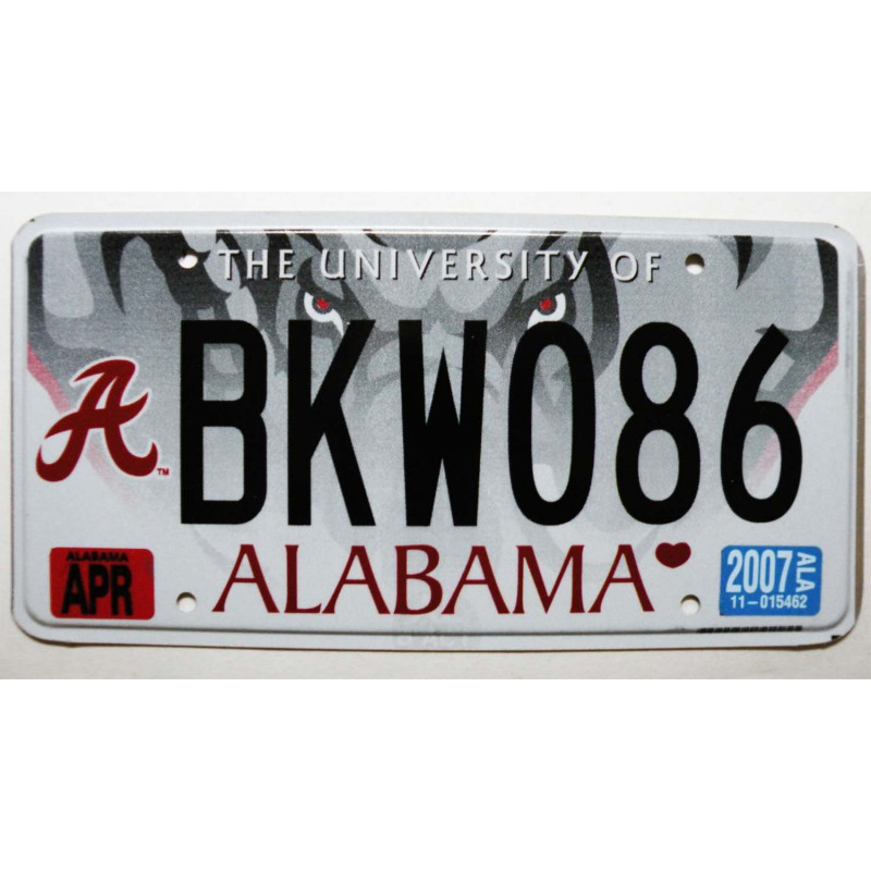 Plaque d'Immatriculation USA - Alabama  2007 ( 632 )