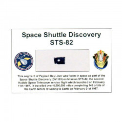 Carte / presentoir avec un fragment Original Nasa STS- 82 ( 044 )