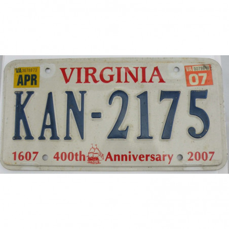 Plaque d Immatriculation USA - Virginia 2007 ( 066 )