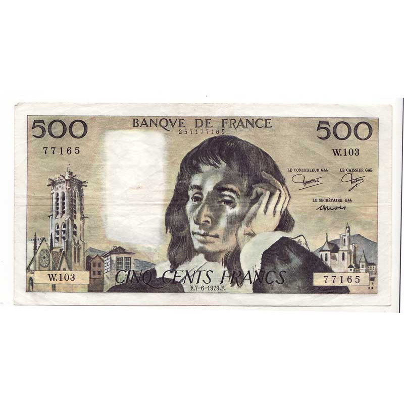 Billet de 500 Francs Pascal 07-06-1979 TTB ( 133 *)