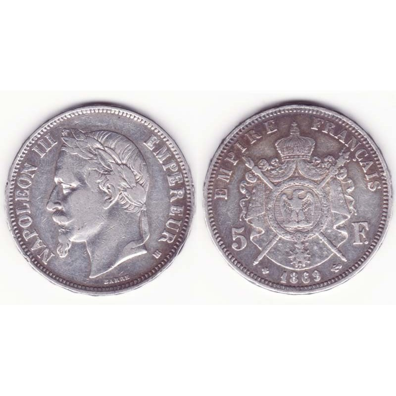 5 francs Napoleon III 1869 BB argent ( 016 )