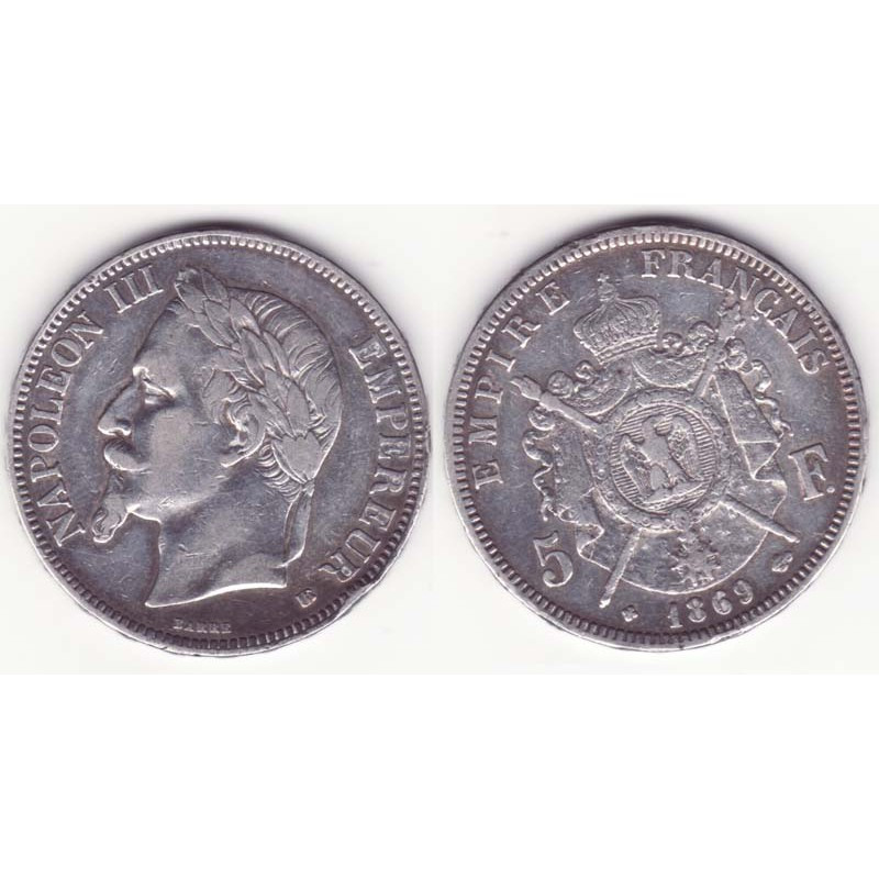 5 francs Napoleon III 1869 BB argent ( 015 )