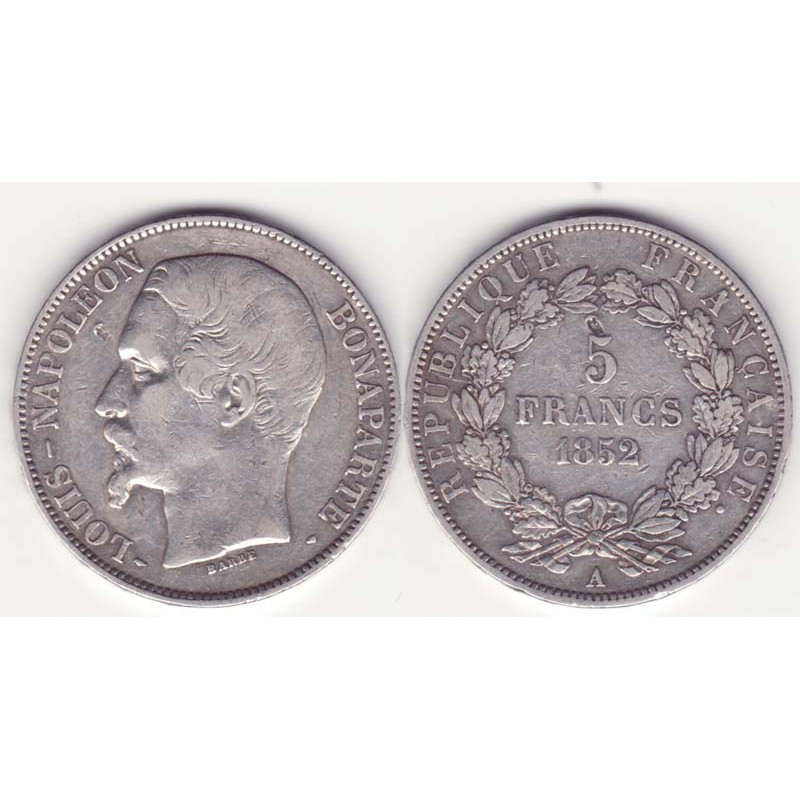 5 francs Louis Napoleon 1852 A argent ( 004 )