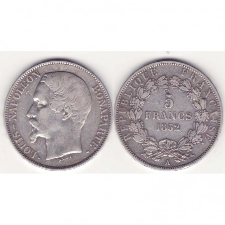 5 francs Louis Napoleon 1852 A argent ( 004 )