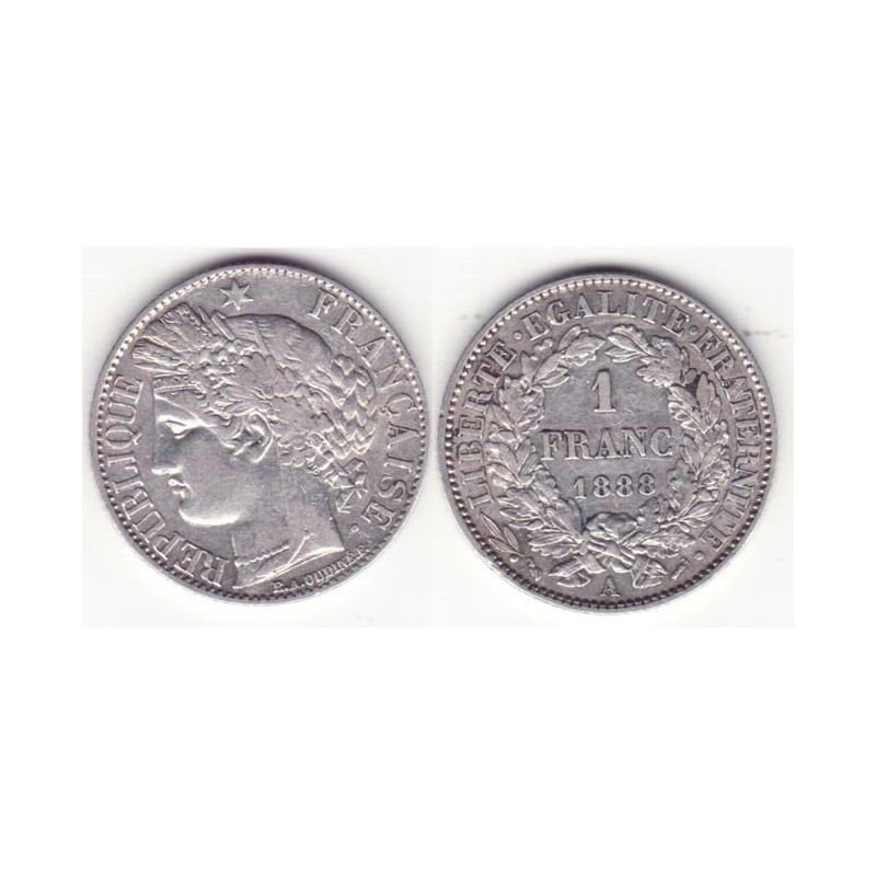 1 piece de 1 francs Ceres Argent 1888 A ( 001 )