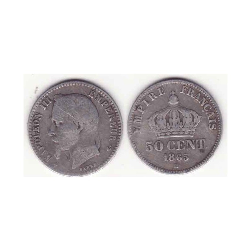 50 cents Napoleon III 1865 BB argent ( 001 )