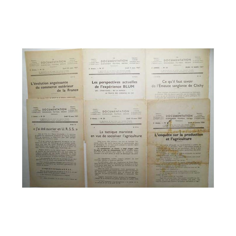 Lot de 6 La documentation vers 1930 ( 027 )