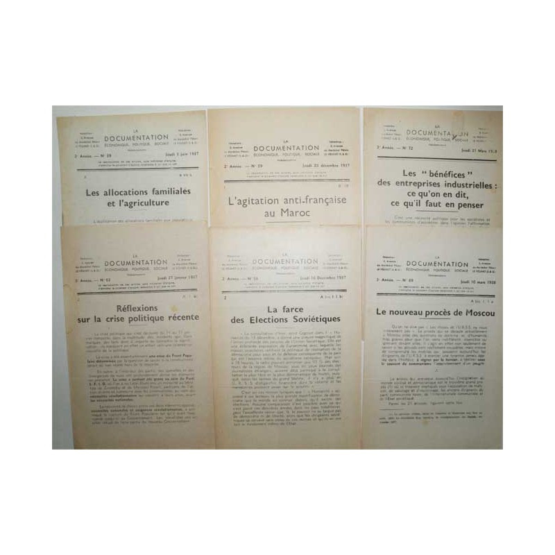 Lot de 6 La documentation vers 1930 ( 028 )