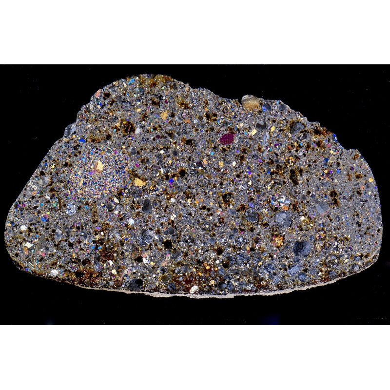 Lame mince de météorite NWA 13069 - chondrite LL4 (NWA - 028*) Lame mince de météorite NWA 13069 - chondrite LL4 (NWA - 028*)