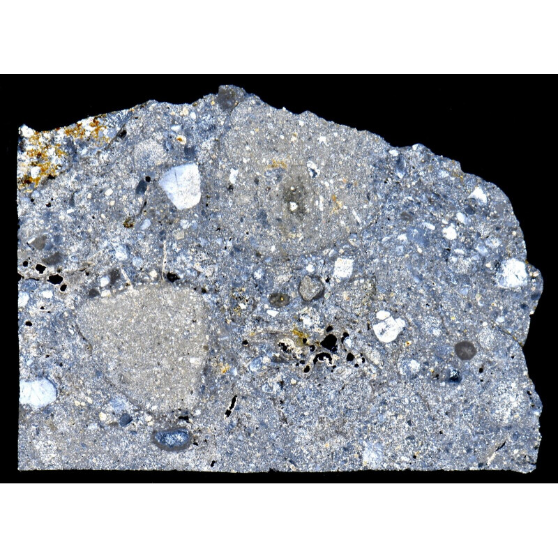 Lame mince de météorite NWA 15604 - lunaire brèche feldspathique (NWA - 037*) Lame mince de météorite NWA 15604 - lunaire brèche feldspathique (NWA - 037*)