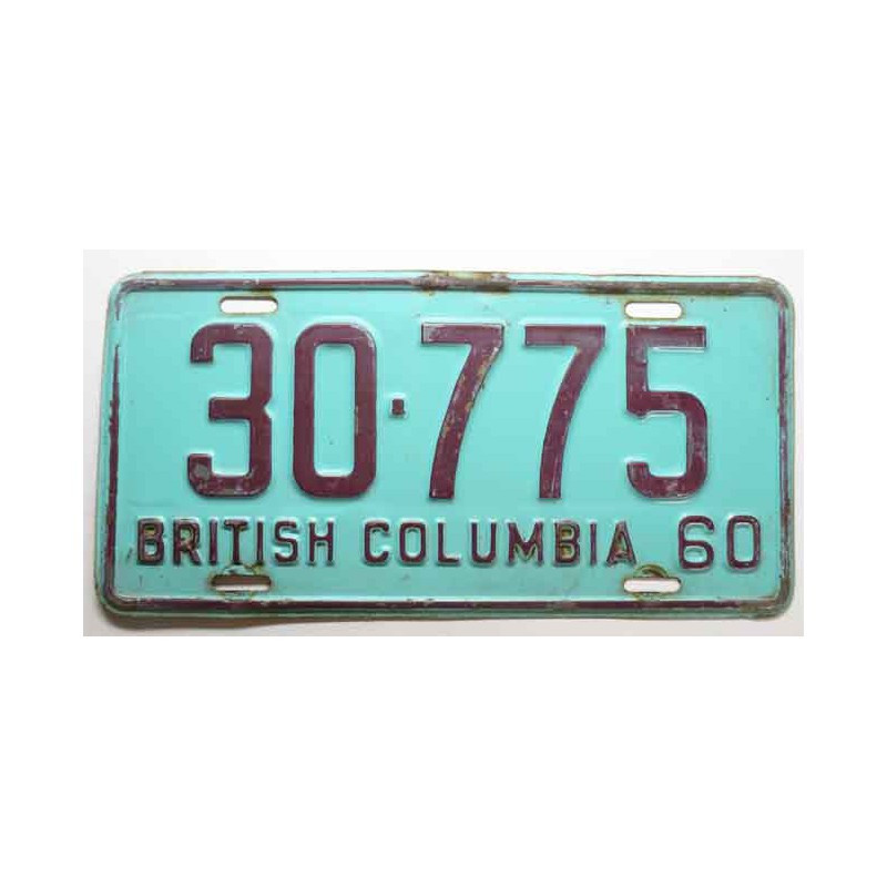 Plaque d Immatriculation Canada British Columbia ( 611 )