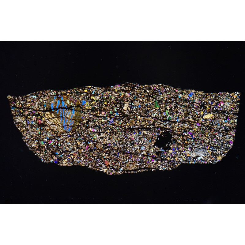 Lame mince de météorite Kharabali - Chondrite H5 (Russie - 040*) Lame mince de météorite Kharabali - Chondrite H5 (Russie - 040*)