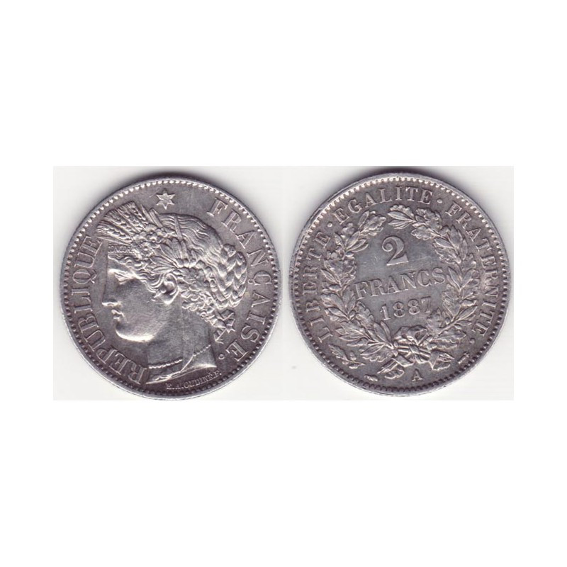 1 piece de 2 francs Ceres Argent 1887 A ( 006 )
