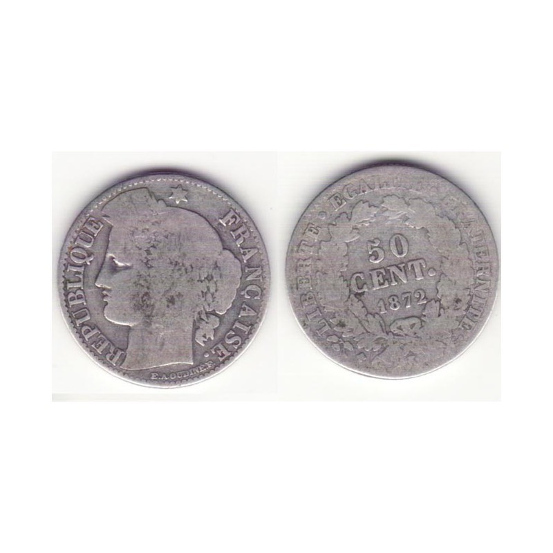 1 piece de 50 centimess Ceres Argent 1872 K ( 001 )