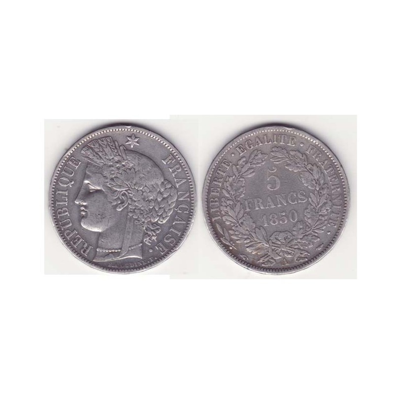 1 piece de 5 francs Ceres Argent 1850 A ( 001 )