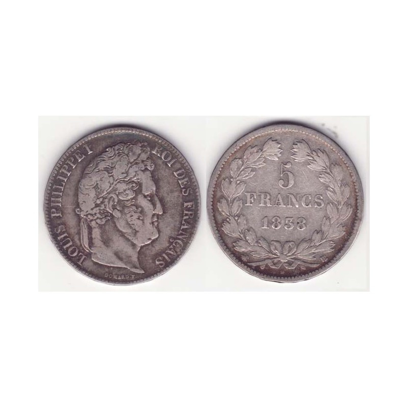 5 francs Louis Philippe 1838 BB Argent ( 001 )