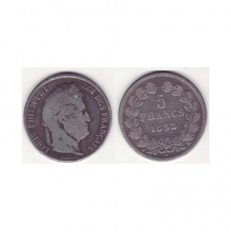 5 francs Louis Philippe 1833 A Argent ( 002 )