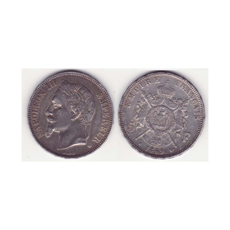 5 francs Napoleon III 1869 BB argent ( 003 )