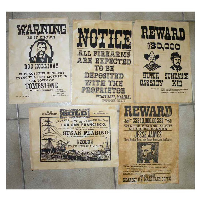 Lot 5 affiches USA Western , Cowboys ( 019 )