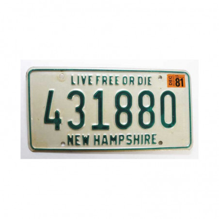 Plaque d Immatriculation USA - New Hampshire ( 838 )