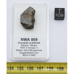 Talon de NWA 869 dans une boite - Chondrite L3/L6 (NWA - 5.8 grammes - 0058*)