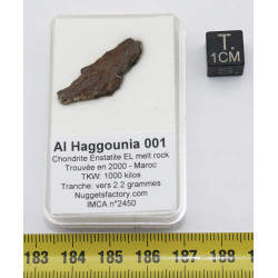 copie de Tranche de Météorite Al Haggounia 001 / MWA 4420 Chondrite EL Enstatite (Maroc - 2.2 grammes - 009**)