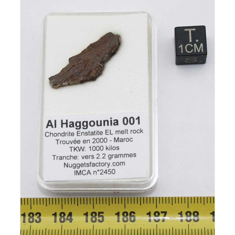 copie de Tranche de Météorite Al Haggounia 001 / MWA 4420 Chondrite EL Enstatite (Maroc - 2.2 grammes - 009**)