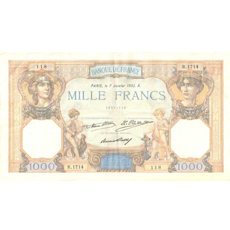 Billet de 1000 Francs Ceres et Mercure 07/01/1932 TTB +  ( 149* )