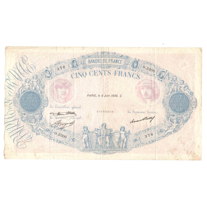 Billet de 500 Francs  Bleu et Rose  04-06-1936 TTB ( 109* )