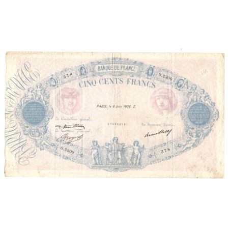 Billet de 500 Francs  Bleu et Rose  04-06-1936 TTB ( 109* )