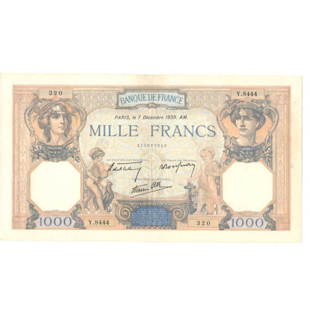 Billet de 1000 Francs Ceres et Mercure 07/12/1939 SUP + ( 214 * )