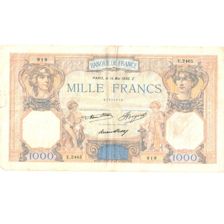 Billet de 1000 Francs Ceres et Mercure 14-05-1936 TTB ( 222* )