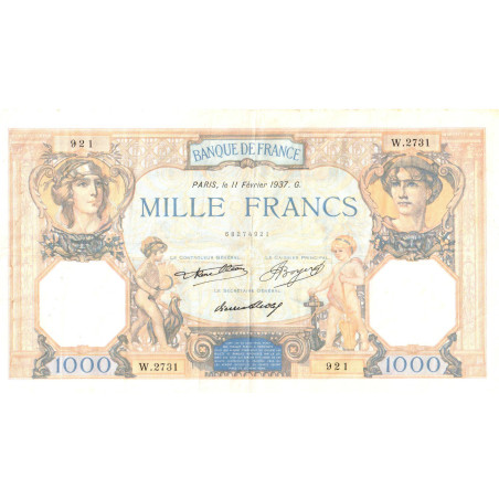 Billet de 1000 Francs Ceres et Mercure 11-02-1937 TTB ( 226* )