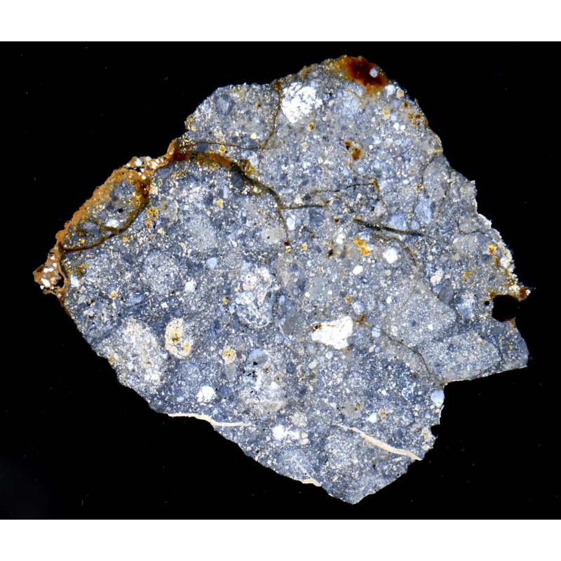 Lame mince de météorite Bechar 006 - lunaire brèche feldspathique (NWA - 050**) Lame mince de météorite Bechar 006 - lunaire brèche feldspathique (NWA - 050**)
