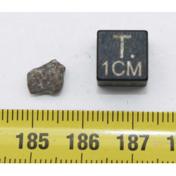 Météorite lunaire Laâyoune 002 dans une boite Feld Breccia (Maroc - 0.308 gramme 054**)