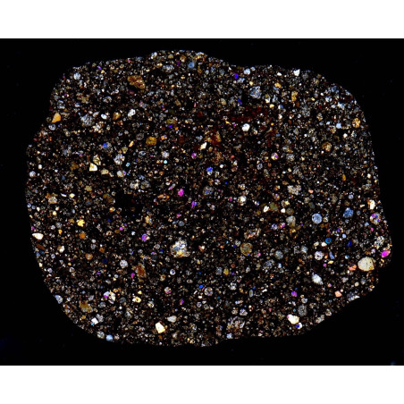 Lame mince de météorite NWA 16415 - chondrite carbonée CO3 (NWA - 054*)